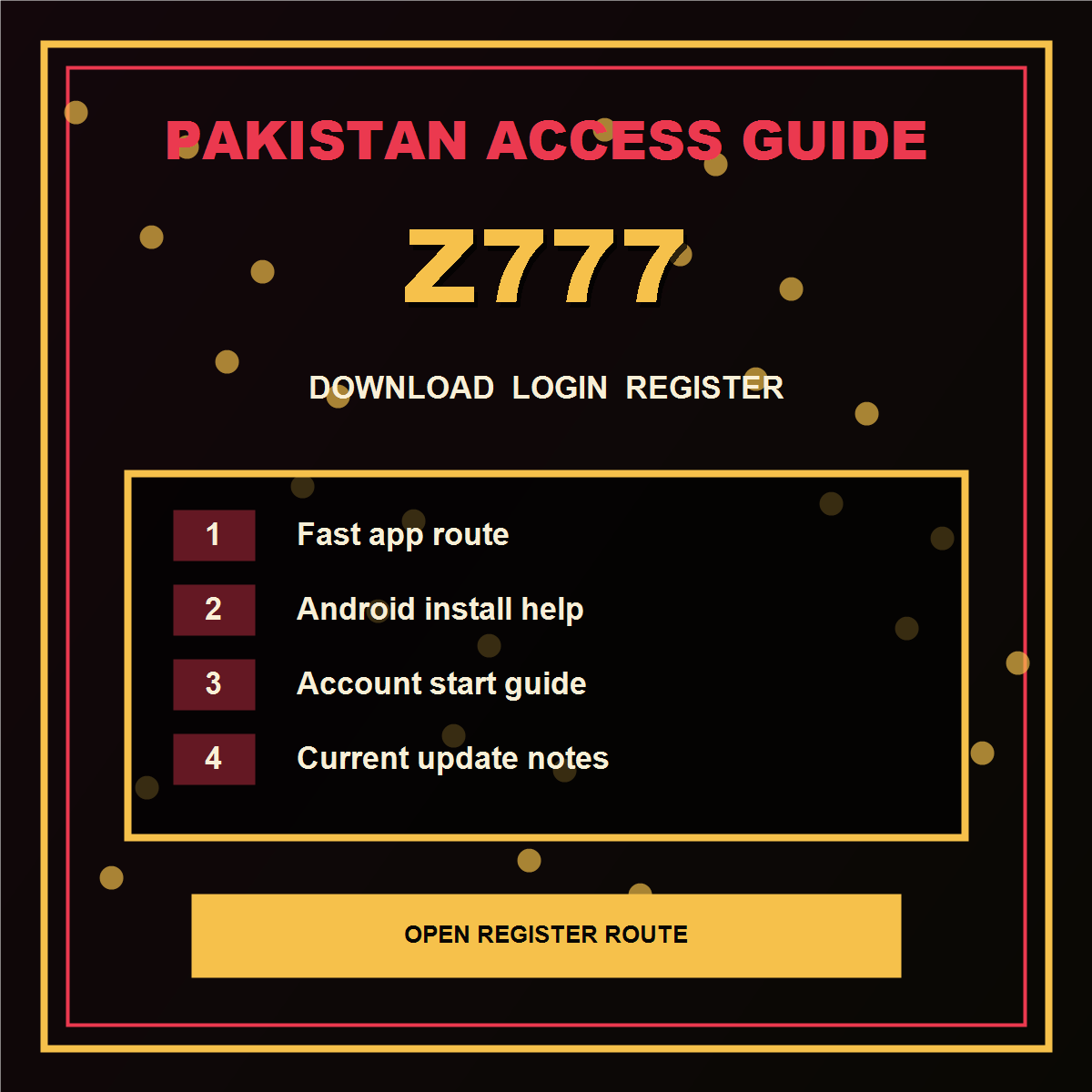 Z777 Pakistan download, login and register support visual